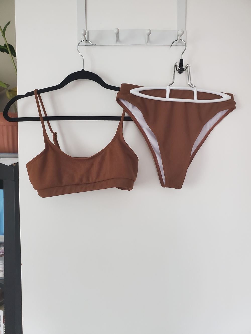 Brown Ribbed Bikini Set